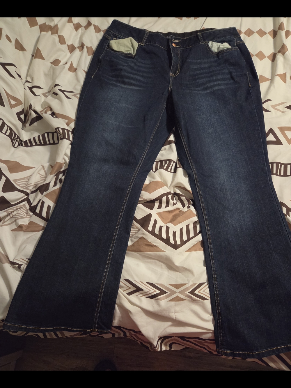 Lane Bryant Dark Blue Wide Leg Jeans with Light Pocket Lining
